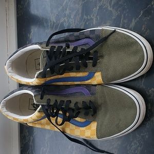 Vans Off the Wall Rally Checker Multi Color Canvas Suede Men's Shoe Size 11.5